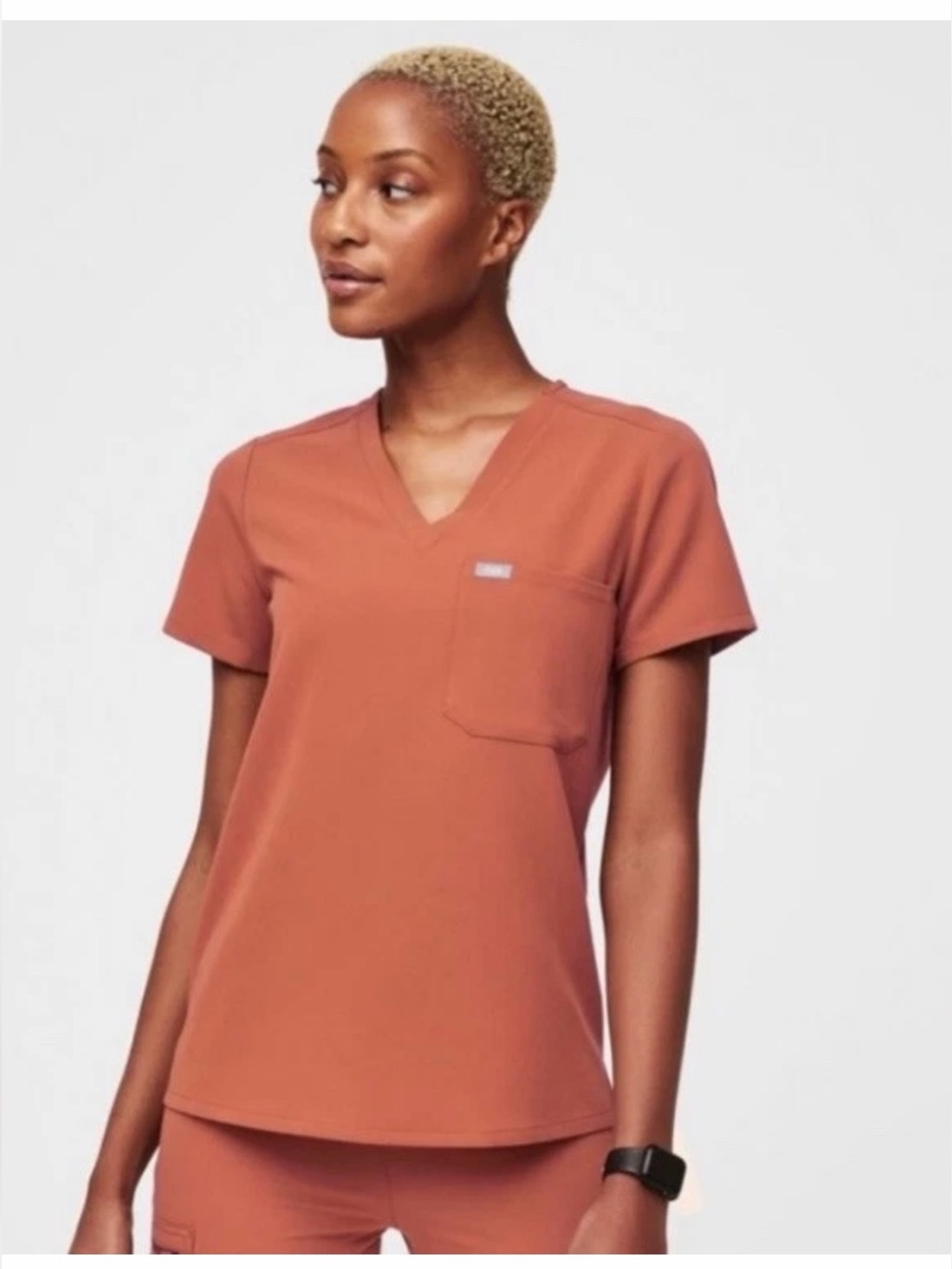 Figs Catarina One-Pocket in Terracotta Short Sleeve Scrub Top Size XS/P